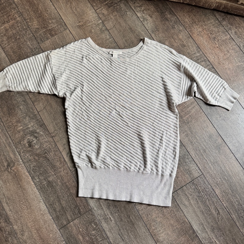 White House Black Market Sparkle Knit 3/4 Sleeve Wide Neck Sweater sz L